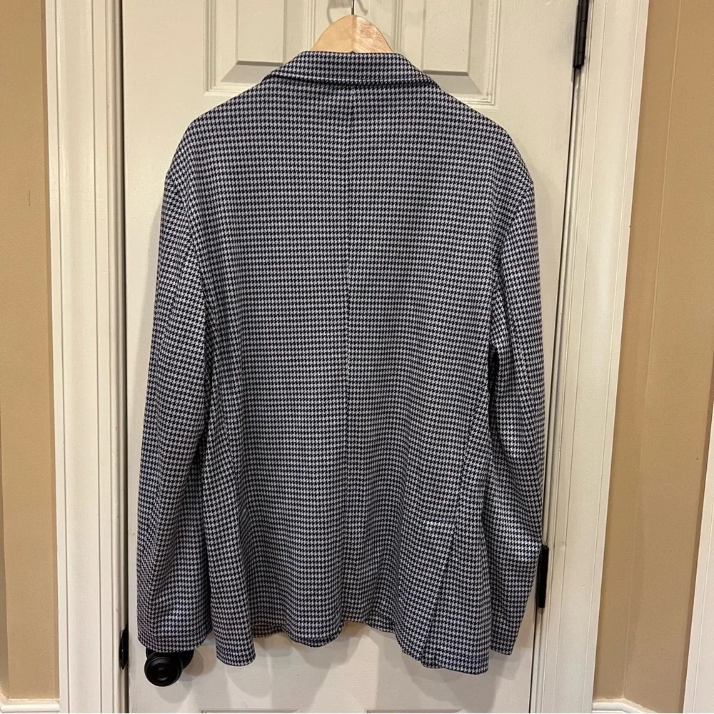 NWOT Emanuel Berg Deconstructed Shirt Jacket 52 Houndstooth Blue Navy Men’s
